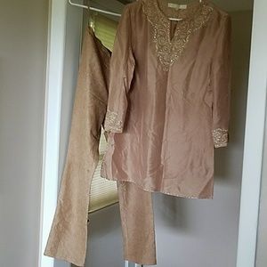 Designer silk tunic and pants set